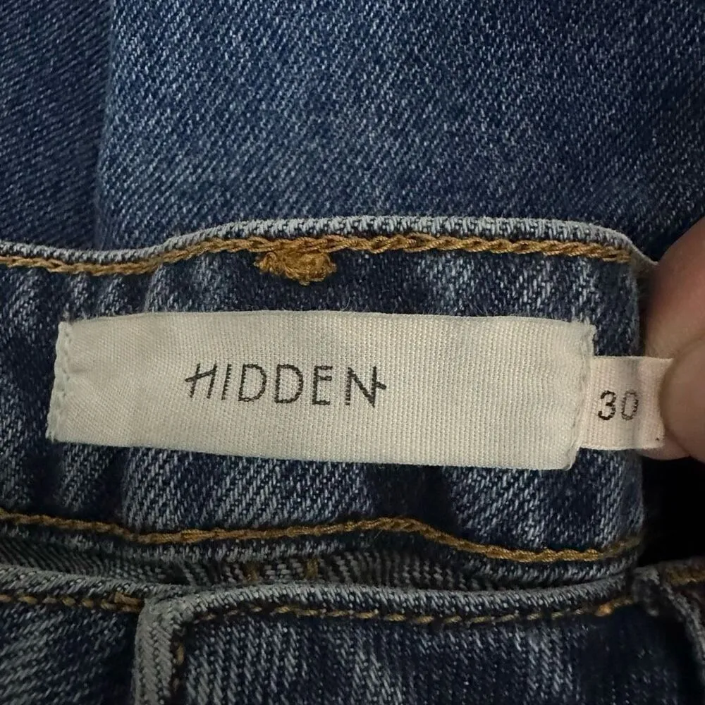 Hidden Happi Front Slit Crop Denim Jeans Medium Dark Wash Size 30 Blue - Image 5