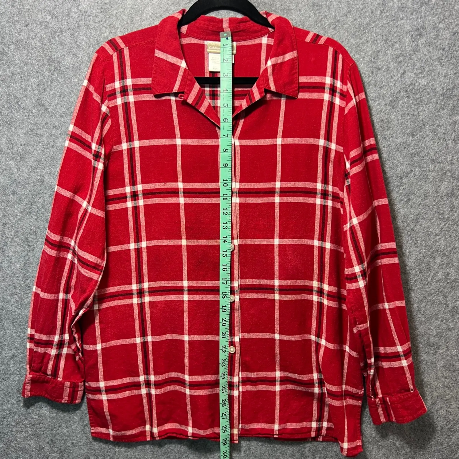 Coldwater Creek Womens XL Plaid Red  Linen Rayon Button Up Long Sleeve Shirt Top - Image 4