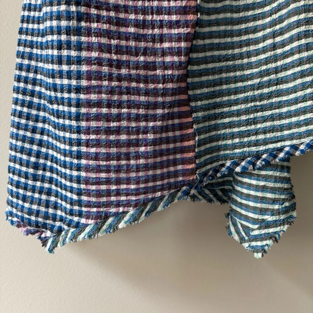 Anthropologie Maeve Waverly Dress One-Shoulder Checkered gingham midi asymmetric - Image 10