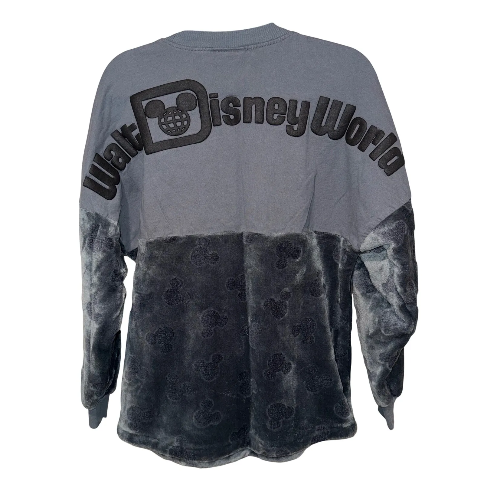Disney World Spirit Jersey Pullover Sweatshirt Velour Plush Gray Size Small - Image 3