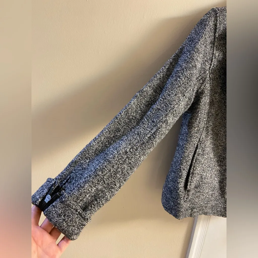 Tahari moto jacket heather grey zip front wool blend Medium NWT - Image 5