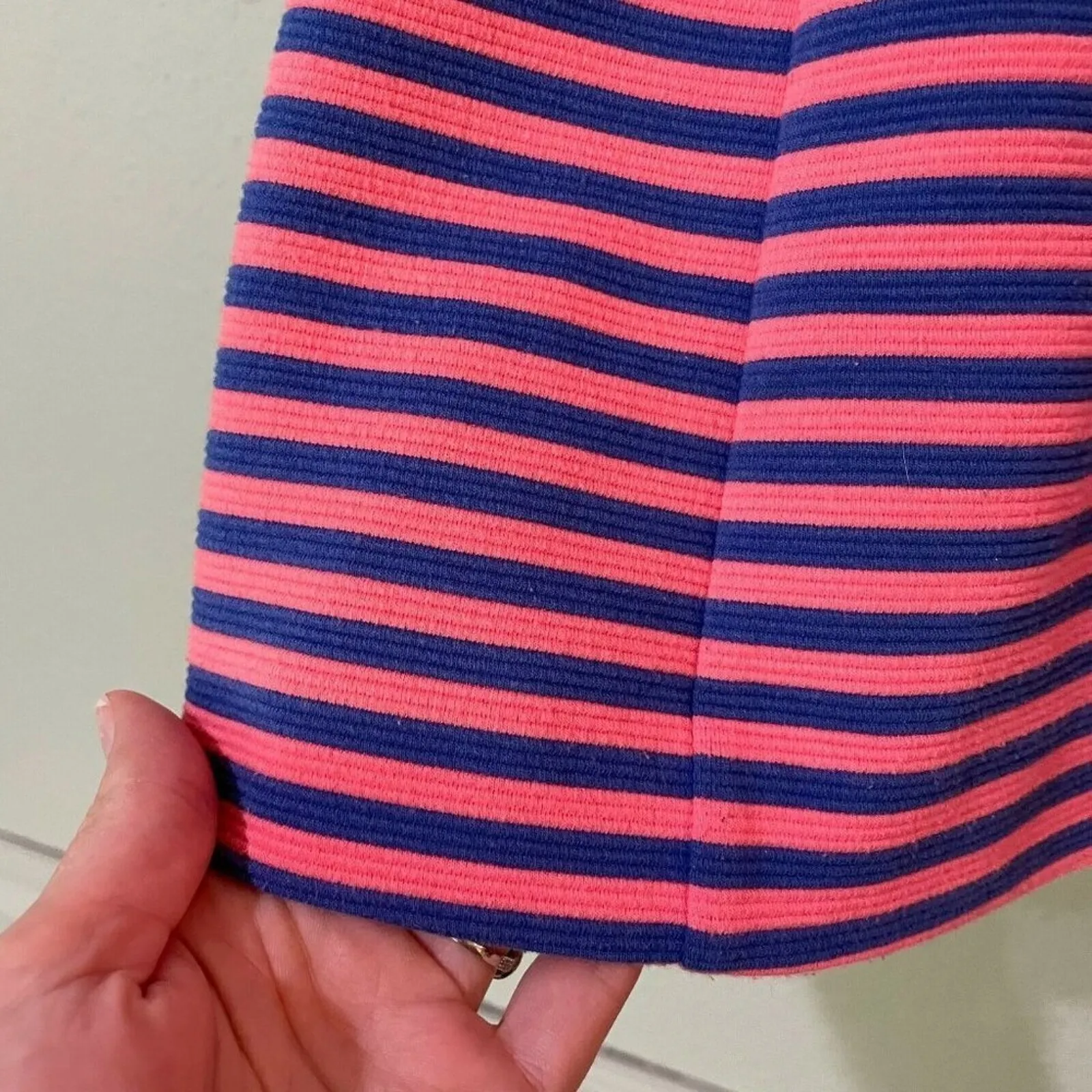 Lilly Pulitzer Pink & Blue Striped Fit Flare Dress XS Cap Sleeve Preppy Pleated - Image 4