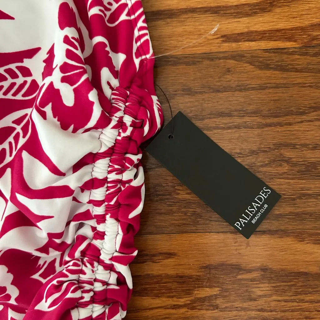 NWT Pink Floral Side Cinch Racer Back Medium Coverage One Piece Swimsuit Size XL - Image 6