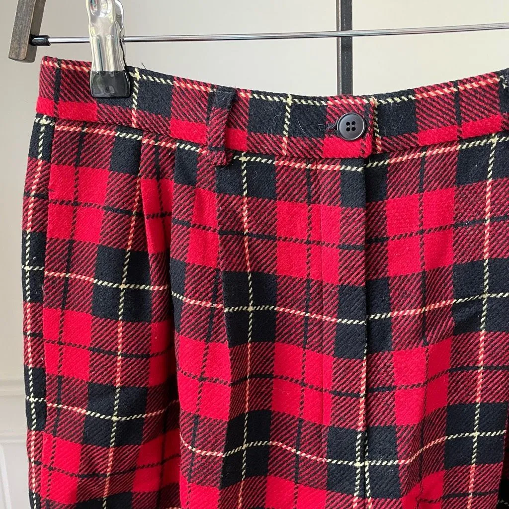Vintage Pendleton Authentic Wallace Plaid Walking Shorts Front Pleat Bermuda 8 S Red - Image 2