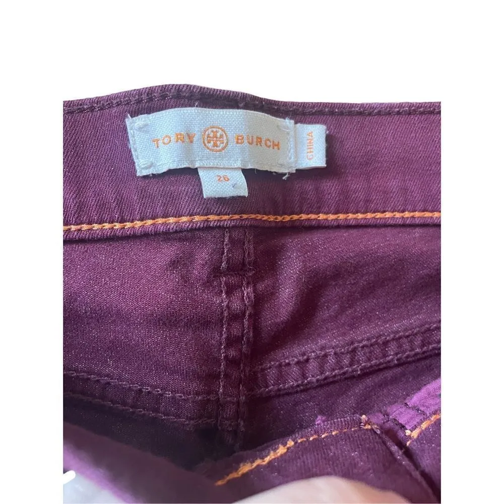 Tory Burch dark plum super skinny mid rise jean size 26 - Image 3