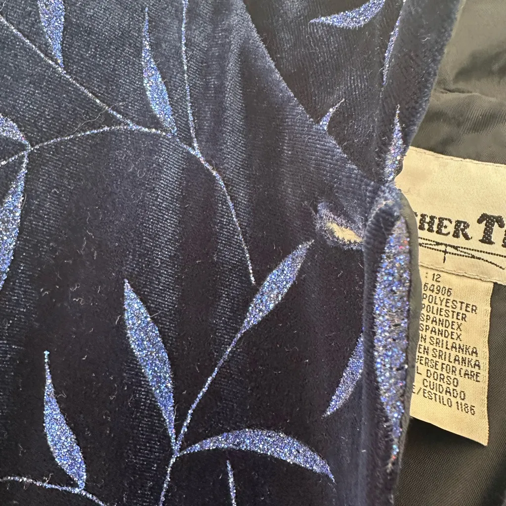 Another Thyme vintage button up maxi dress sparkly blue floral pattern size 12 - Image 9