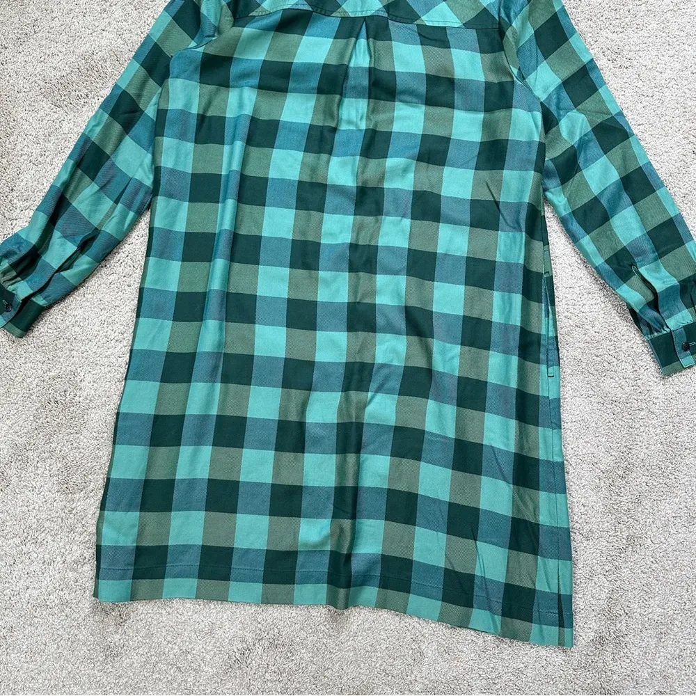 J. Jill Green Buffalo Check Plaid Shirt Dress Longsleeve Pockets Scots Pine XS - Image 10