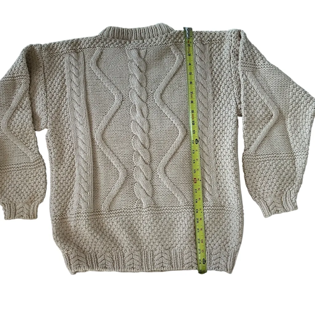 Vintage 80s banana republic chunky knit women’s sweater beige size M - Image 2