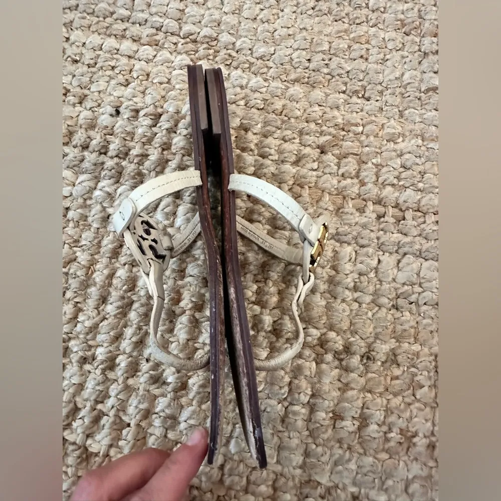 Tory Burch Women's Mini Miller Sandals Flats Size 7 Beige - Image 5