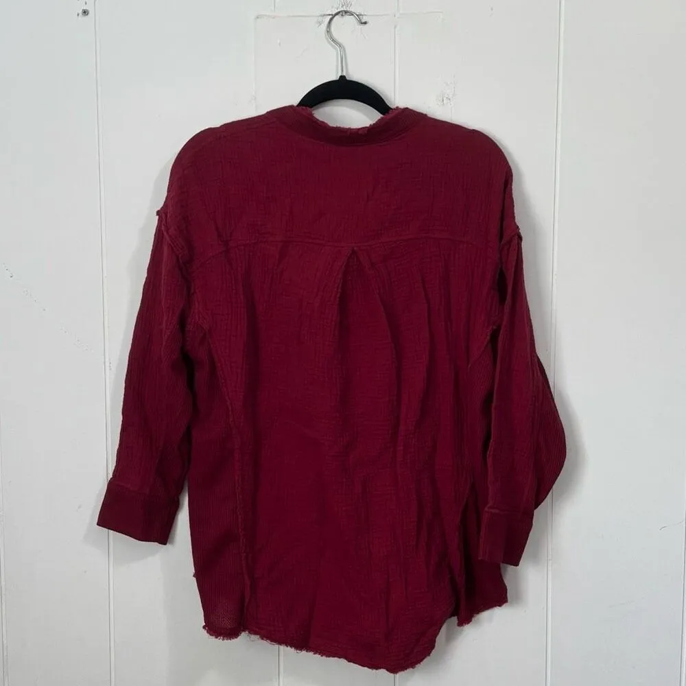 White Birch Red Gauze Henley‎ Medium - Image 4