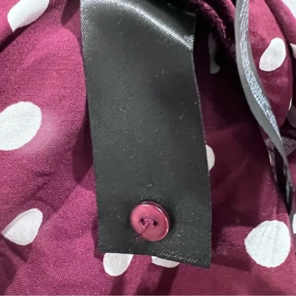 Zara burgundy and white polka dot wrap crop top size small - Image 10