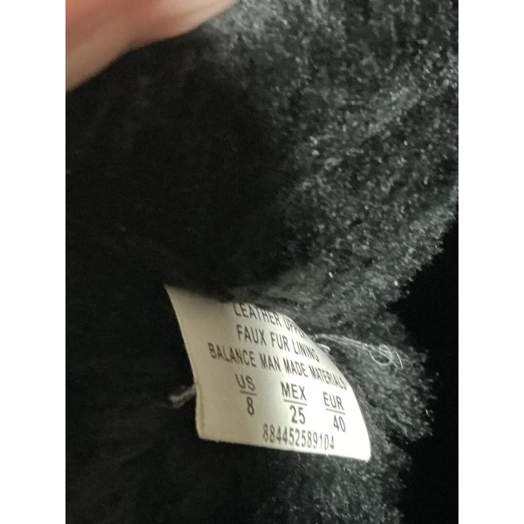 Womans Black Suede Fur Lined Tally Size 8 Pull On Midcalf Boots - Image 6