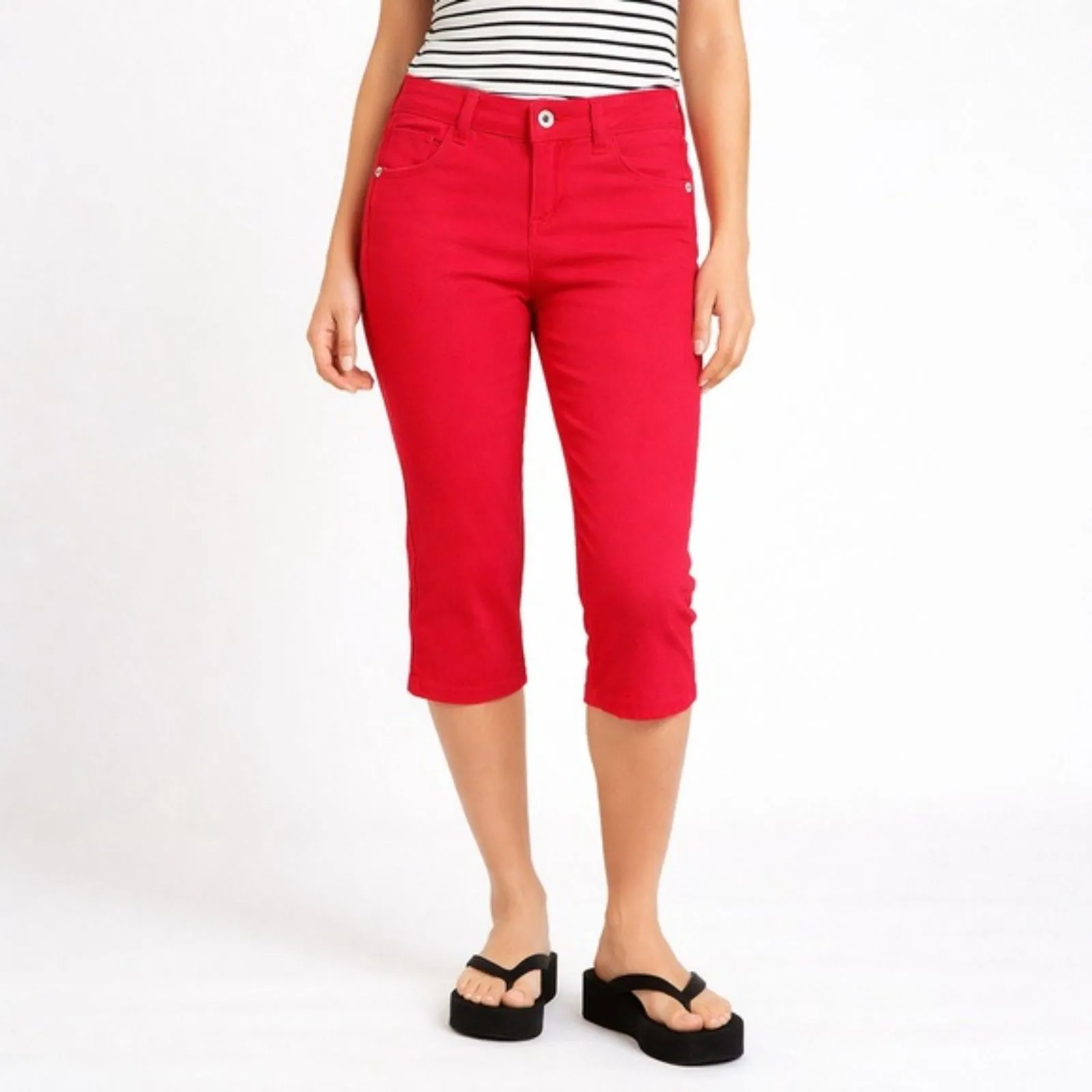 Vintage Y2K 90s Bongo Cropped Jeans Cherry Red Cotton Juniors 3 Women's Size 4 - Image 10