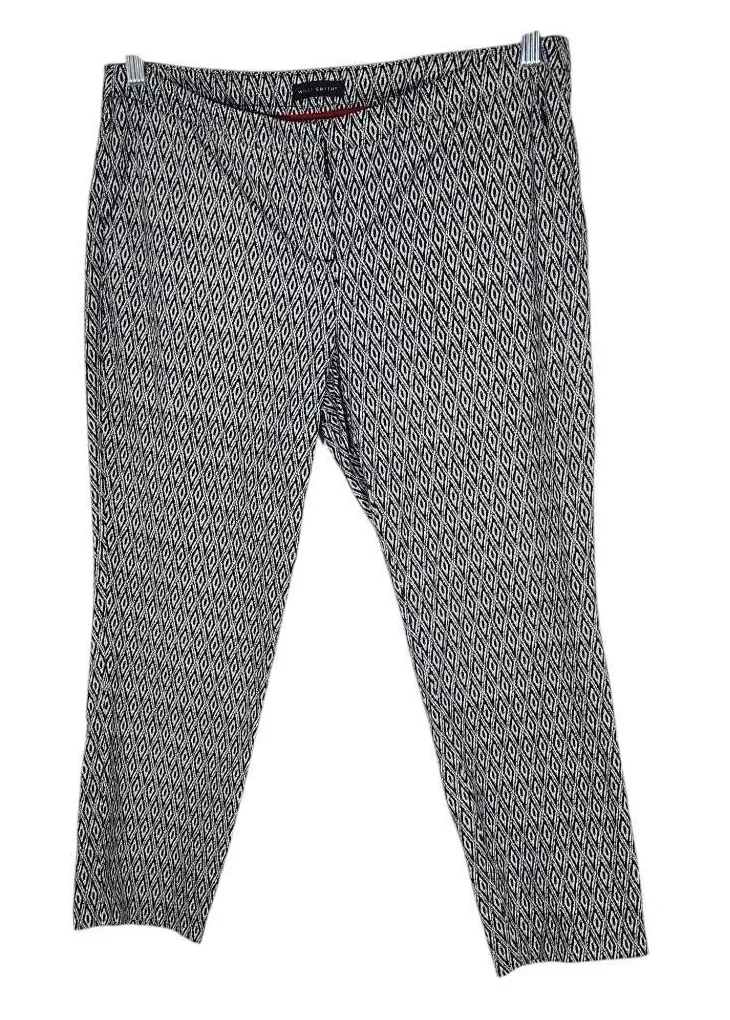 Willi Smith Black and White Print Cropped Fitted Pants Size 10 Black Print Pant - Image 1
