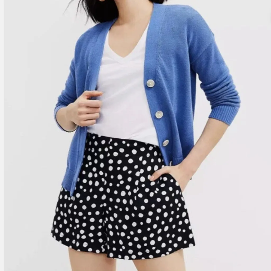 Loft Pleated Pull On Shorts Zoo Dot Navy Blue White XL - Image 3