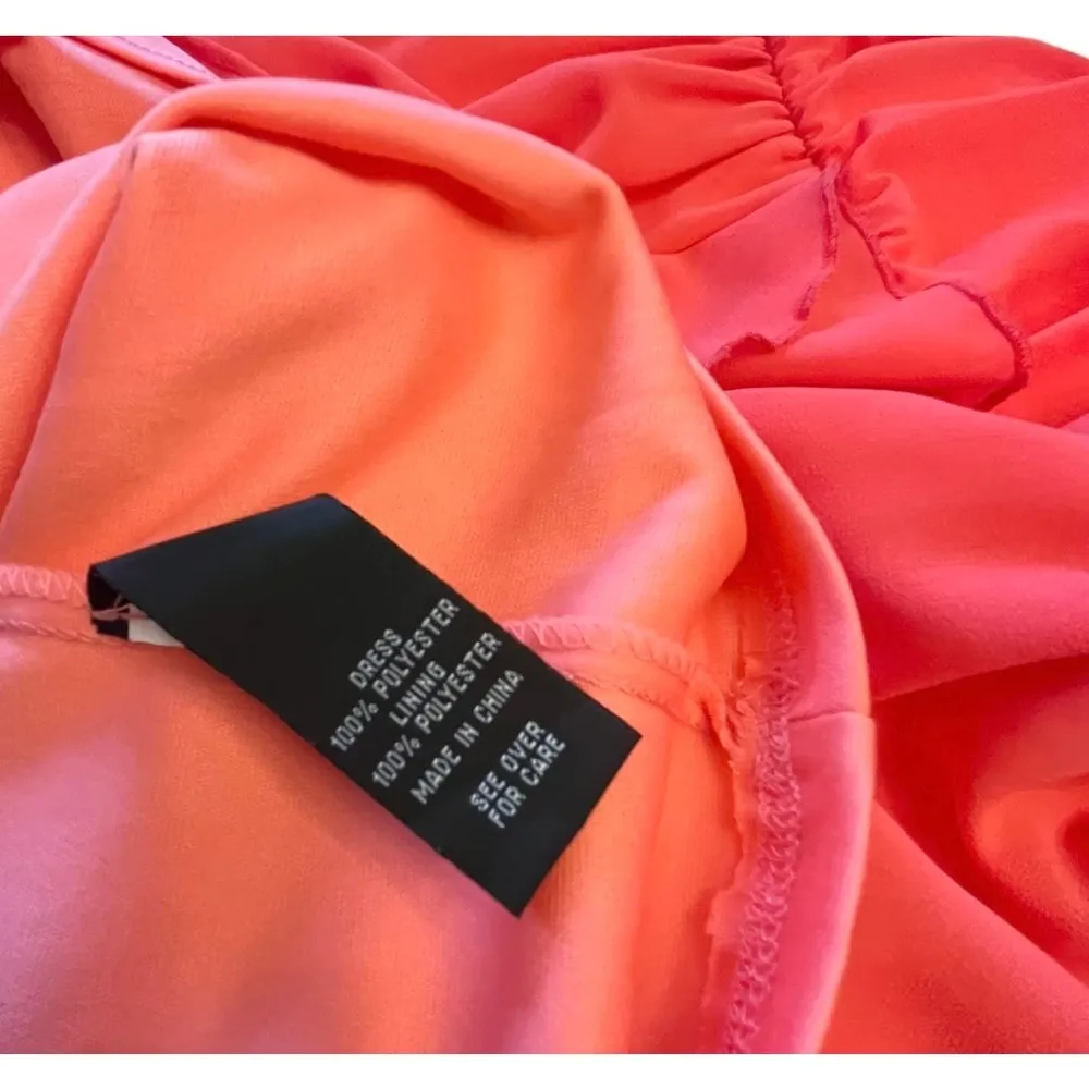 iZ Byer Coral Mini DRESS Juniors Size 14 Pink Orange Pleated Ruffled Sleeveless - Image 8