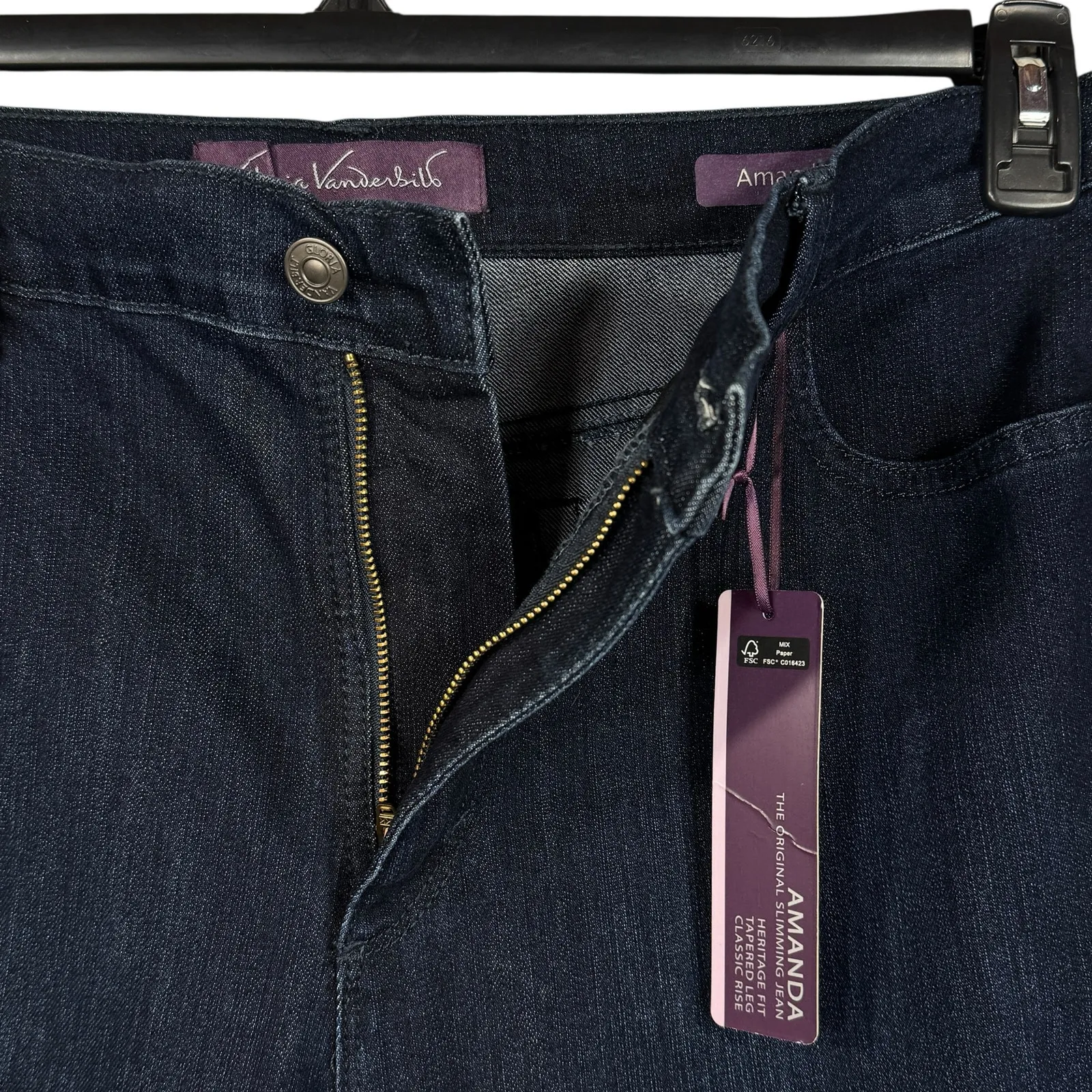 Gloria Vanderbilt SZ 16 Amanda Tapered Jeans Heritage Fit Classic Rise Stretch - Image 3