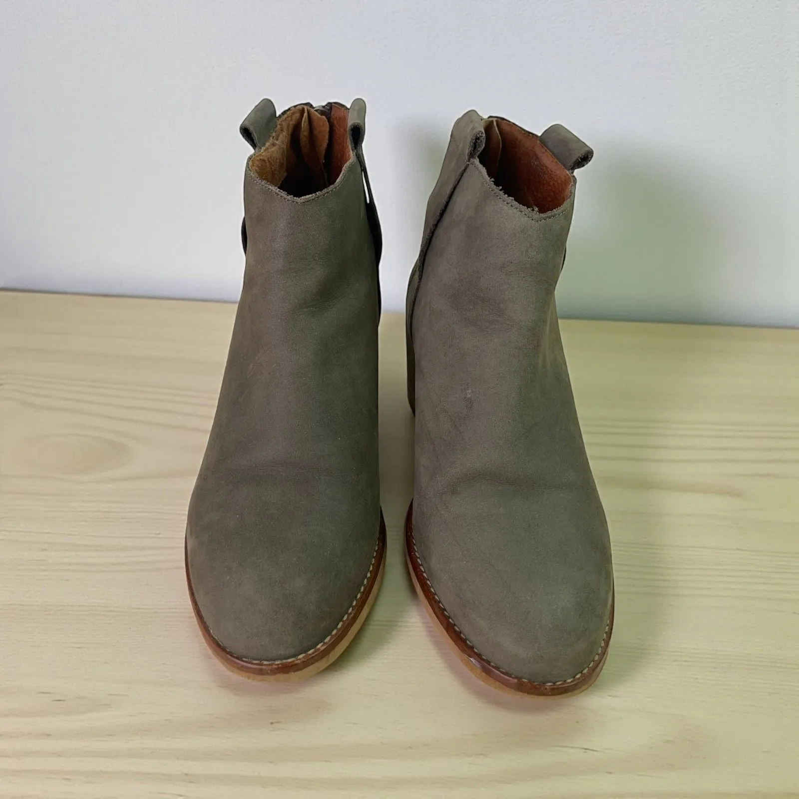 Topshop Suede Ankle Booties – Olive Gray - Image 7