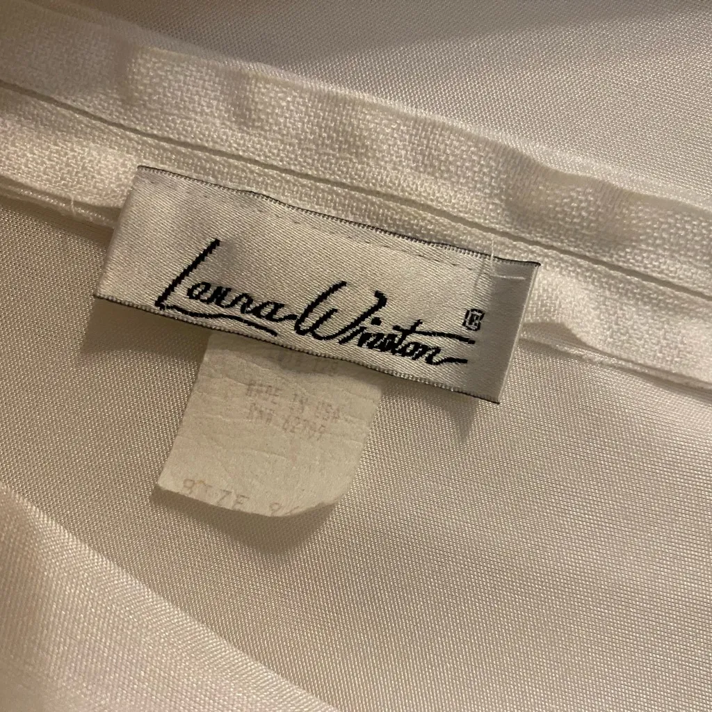 VTG 1980s Ruched Ivory Laura Winston‎ Embellished Midi Dress Juniors Size 9 - Image 3