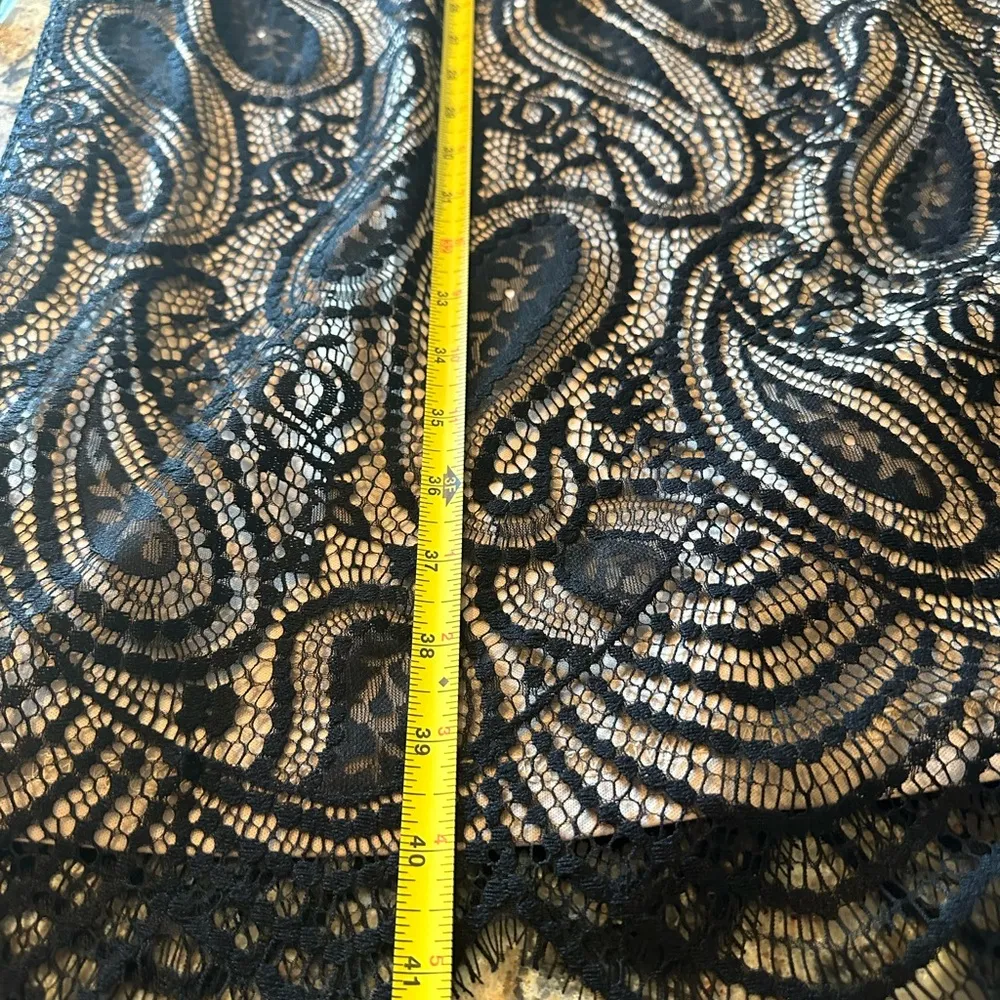 Sharagano Black Lace Dress Size 12 New NWT Paisley Flapper Nude Lining - Image 11