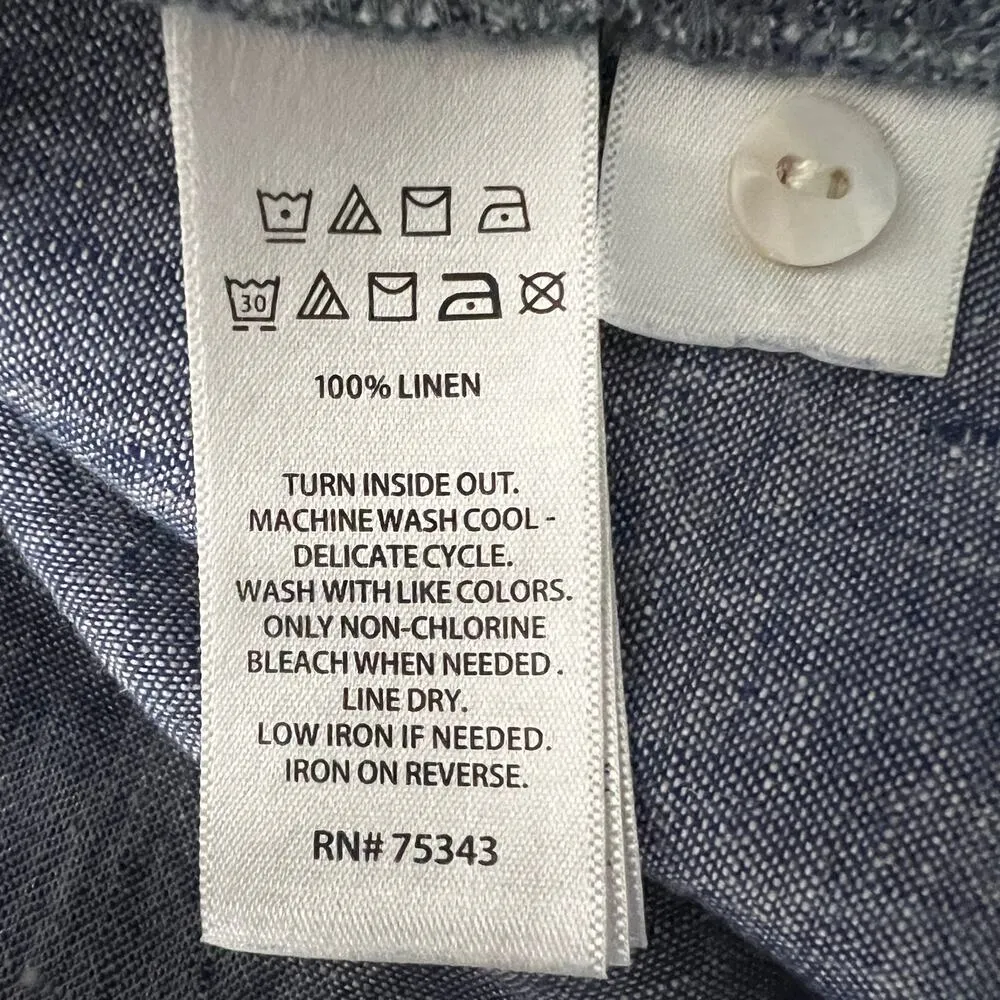 Tahari Womens Shirt Large Linen Boxy Relaxed Comfort Beachy Coastal Nautical - Image 7