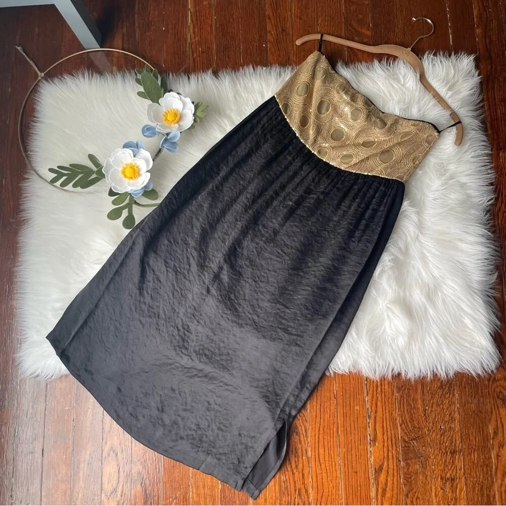 Gold & Black Sequin Strapless Dress NWOT - Image 5