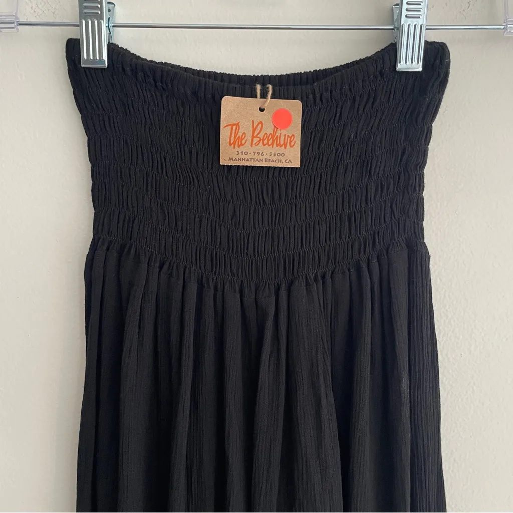 New Cleobella gauzy wide leg pants slit smocked elastic waist pull on boho XS - Image 5