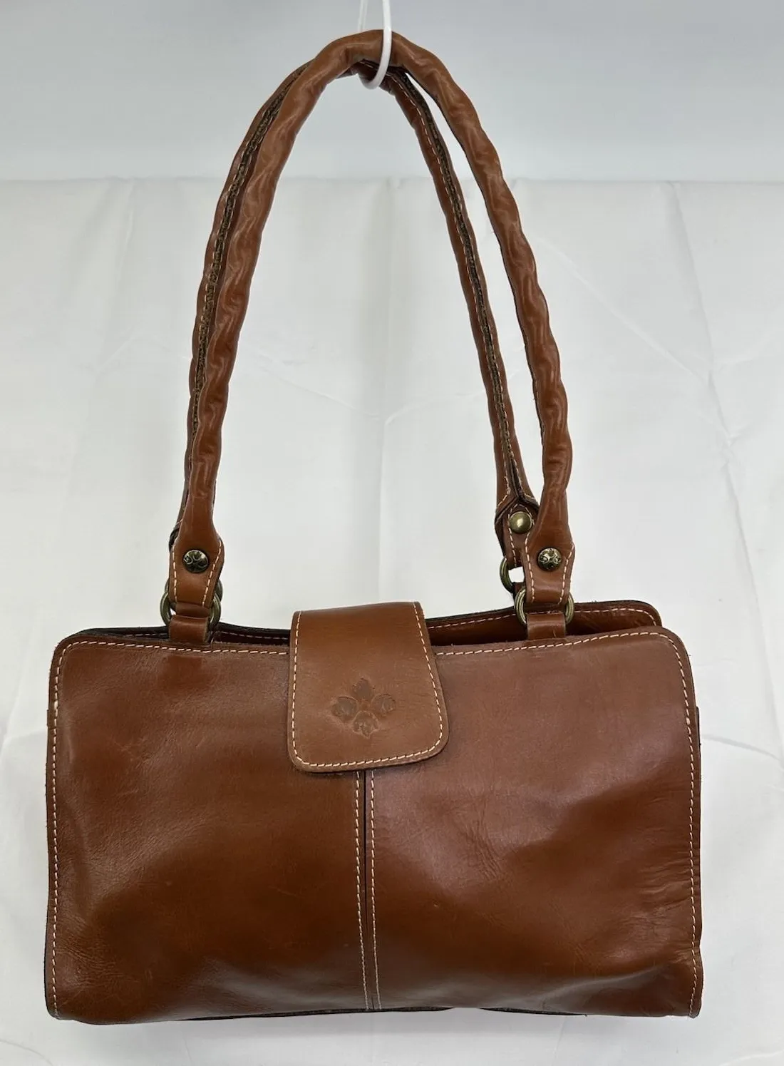 Patricia Nash Heritage Rienzo Tan Leather Tab Top Shoulder Bag Purse Clean - Image 1