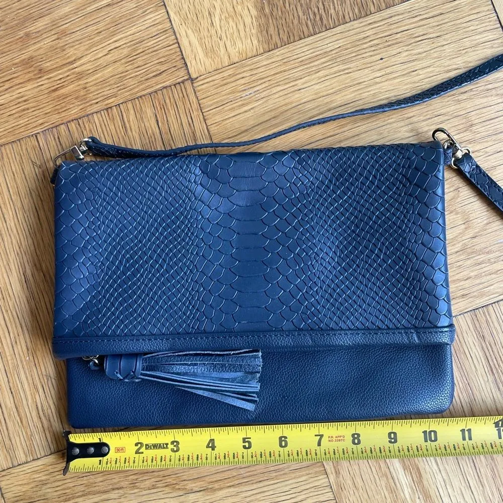 NWOT Gigi New York Rachel Convertible Clutch, Navy Blue Leather - Image 6