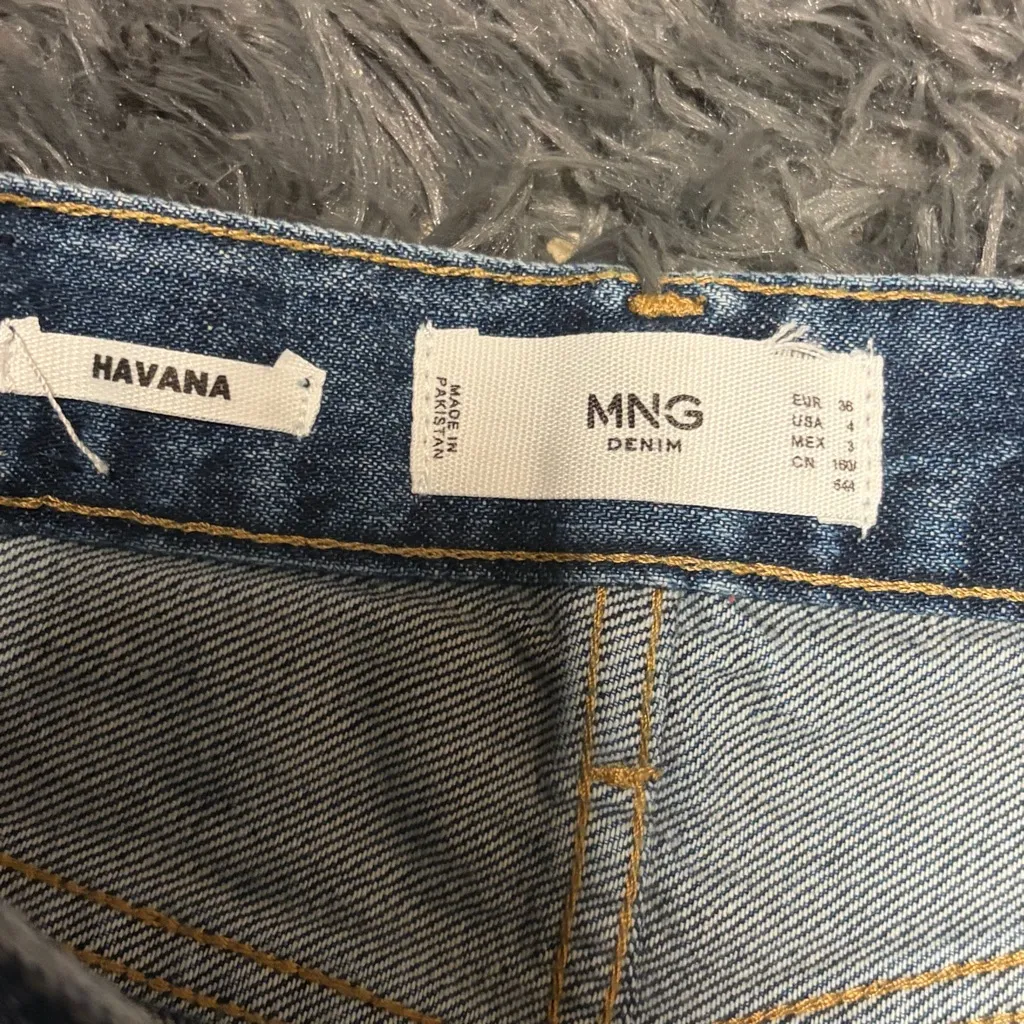 Mango denim Havana straight trendy cropped high waisted blue jeans size 28 NWT - Image 4