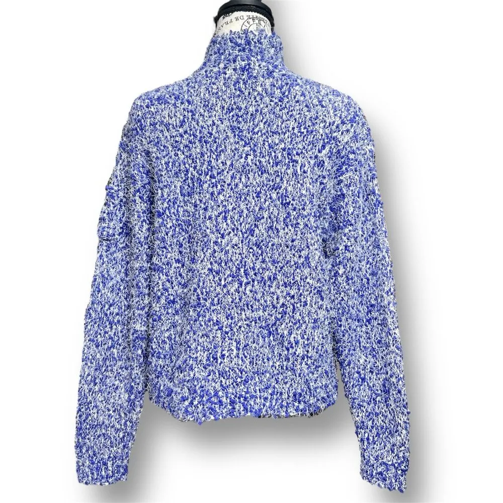 New Jamie Sadock Blue White Textured Chunky Knit Cardigan Sweater Tennis Golf S - Image 5