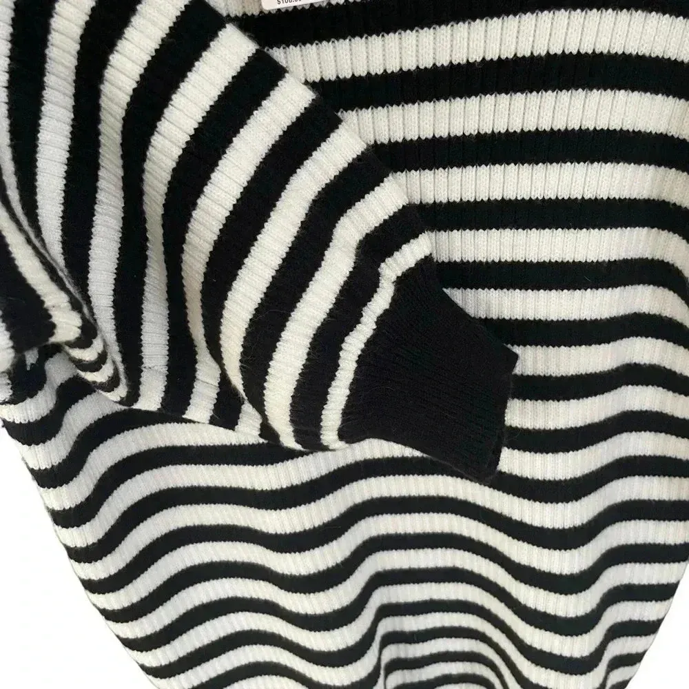 Anthropologie Line & Dot Sweater Black White Striped - Image 3