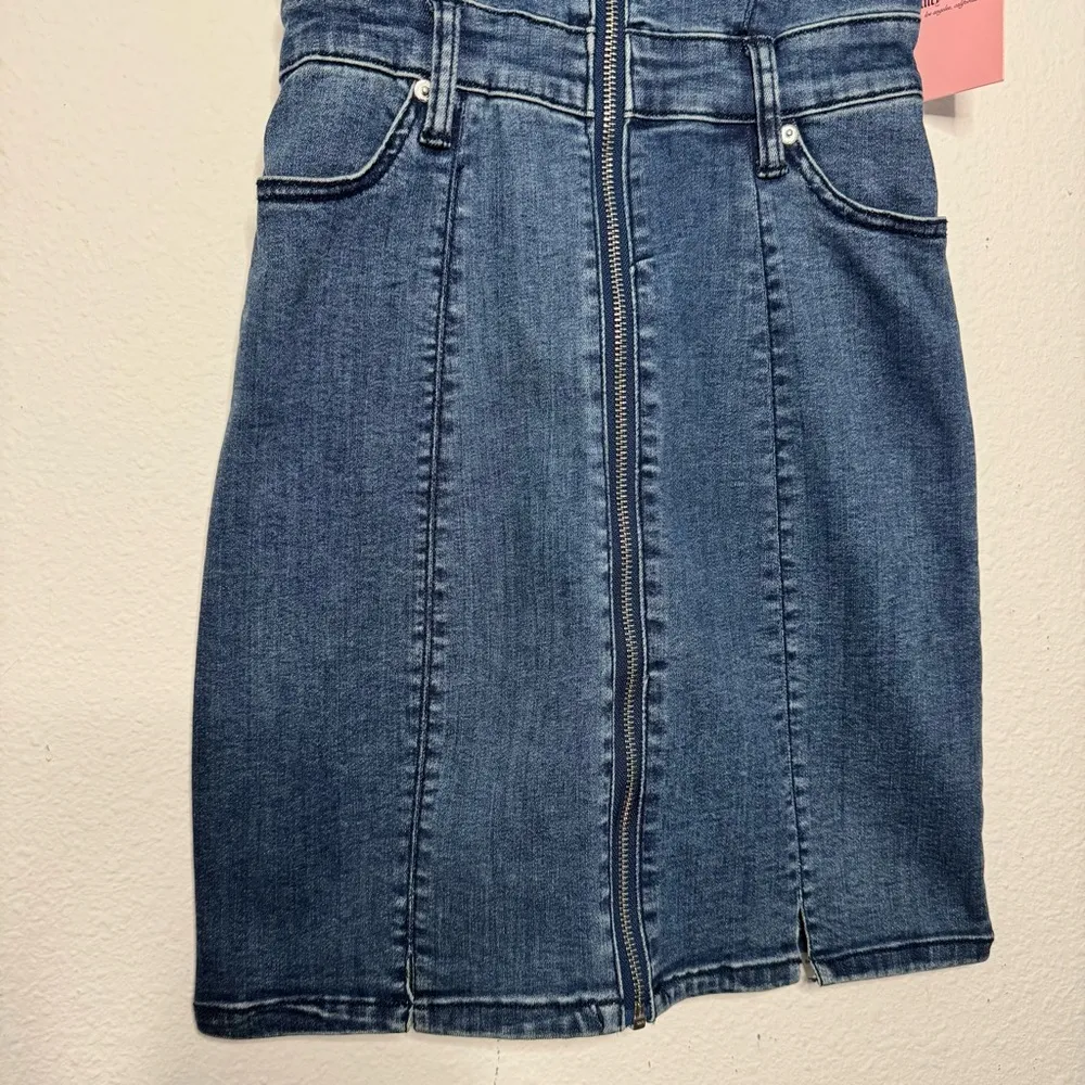 Denim Sweetheart Neckline mini Dress dark Wash size XS NWT - Image 4