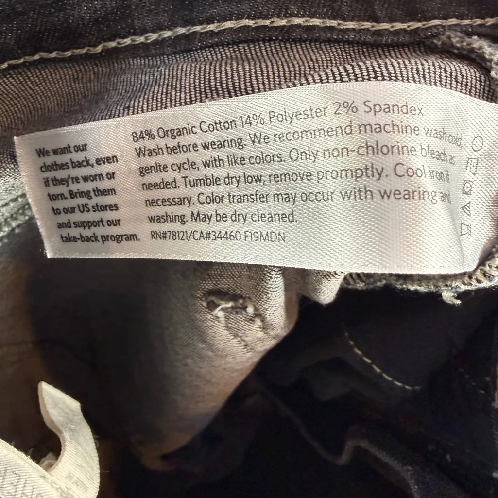 Eileen Fisher Organic Cotton Blend Straight Leg Jean in Faded Black Size 2 - Image 6