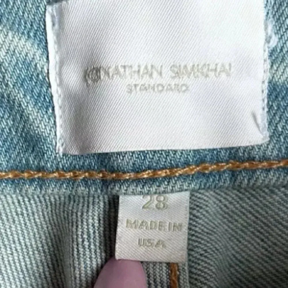 Jonathan Simkhai Standard River High Rise Straight Jean Light Wash Size 28 Fray Blue - Image 4