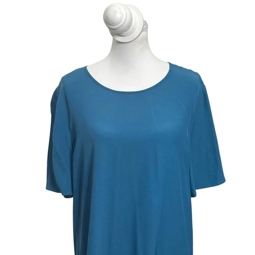 Eileen Fisher Tencel Viscose Crepe Mini Dress Crew Neck Women’s Size M - Image 2