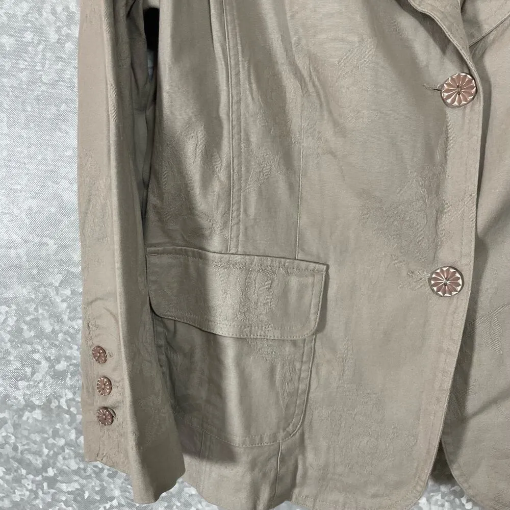 White Stage Women's Plus Size Taupe Floral Jacquard Blazer - Size 18W/20W - Boho - Image 4