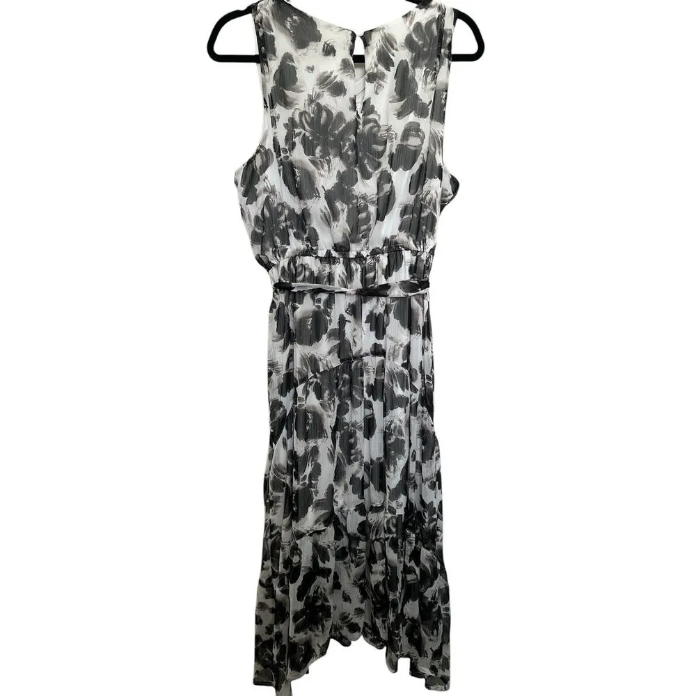 VERA WANG | Simply Vera Ruched Halter Dress L White Floral - Image 2