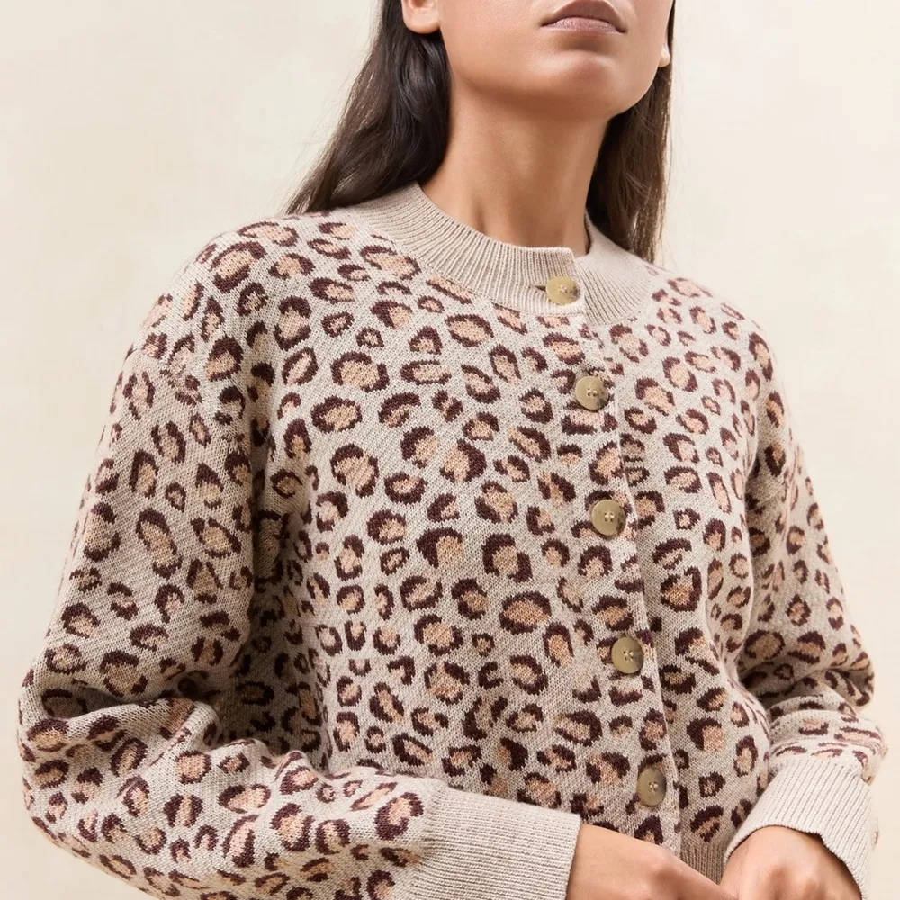 SALTWATER LUXE animal print sweater in caramel - chestnut and black high neck - Image 8