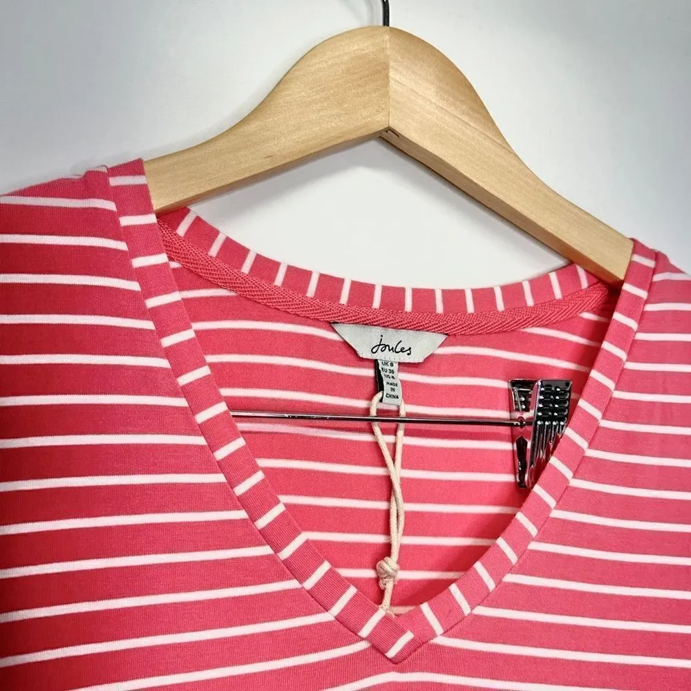 Joules Candice Striped Jersey Dress in Pink Size 4 Pink - Image 4