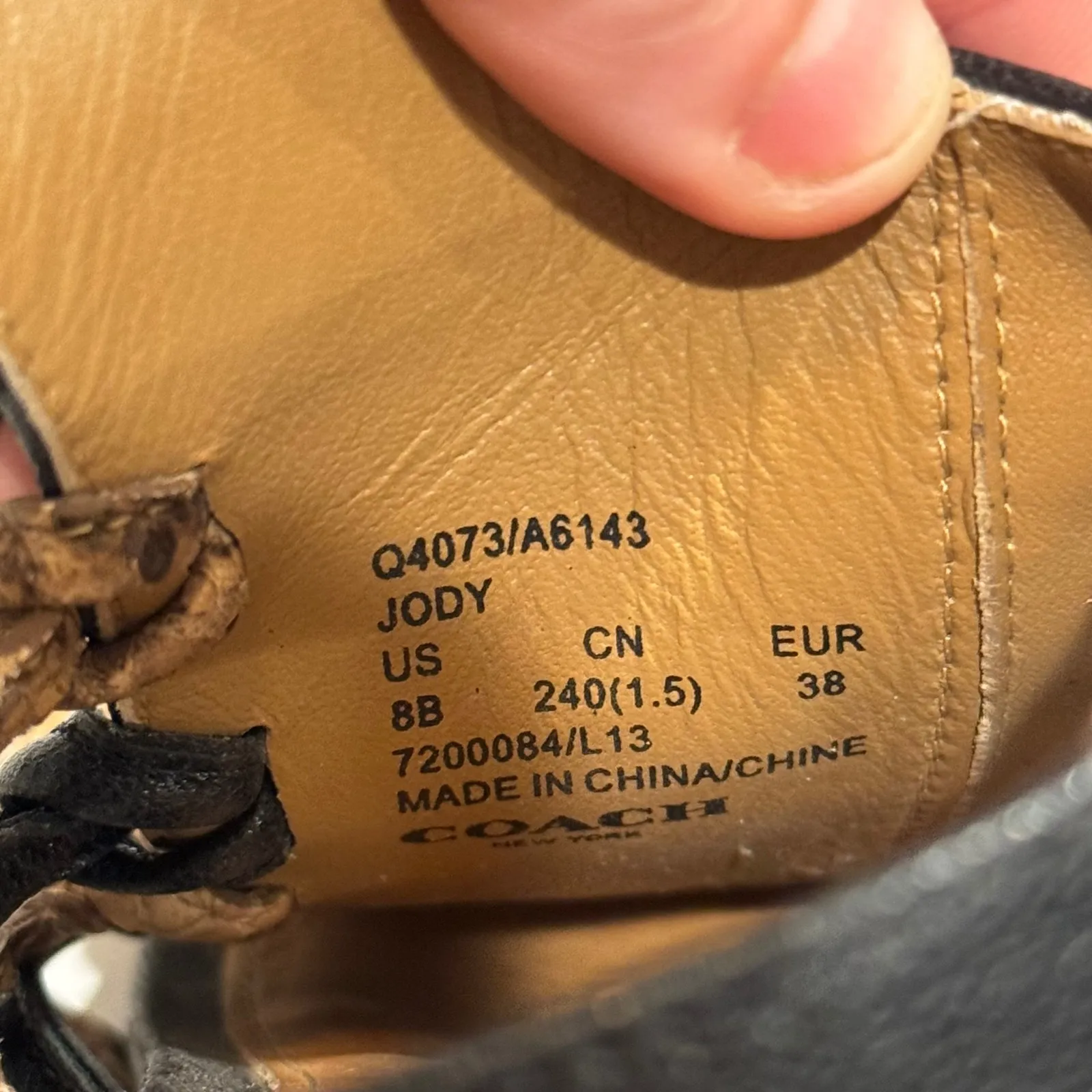 COACH Jody Black Leather Snake Trim Stiletto Heels Sandals Shoes Women's 8 B - Image 6