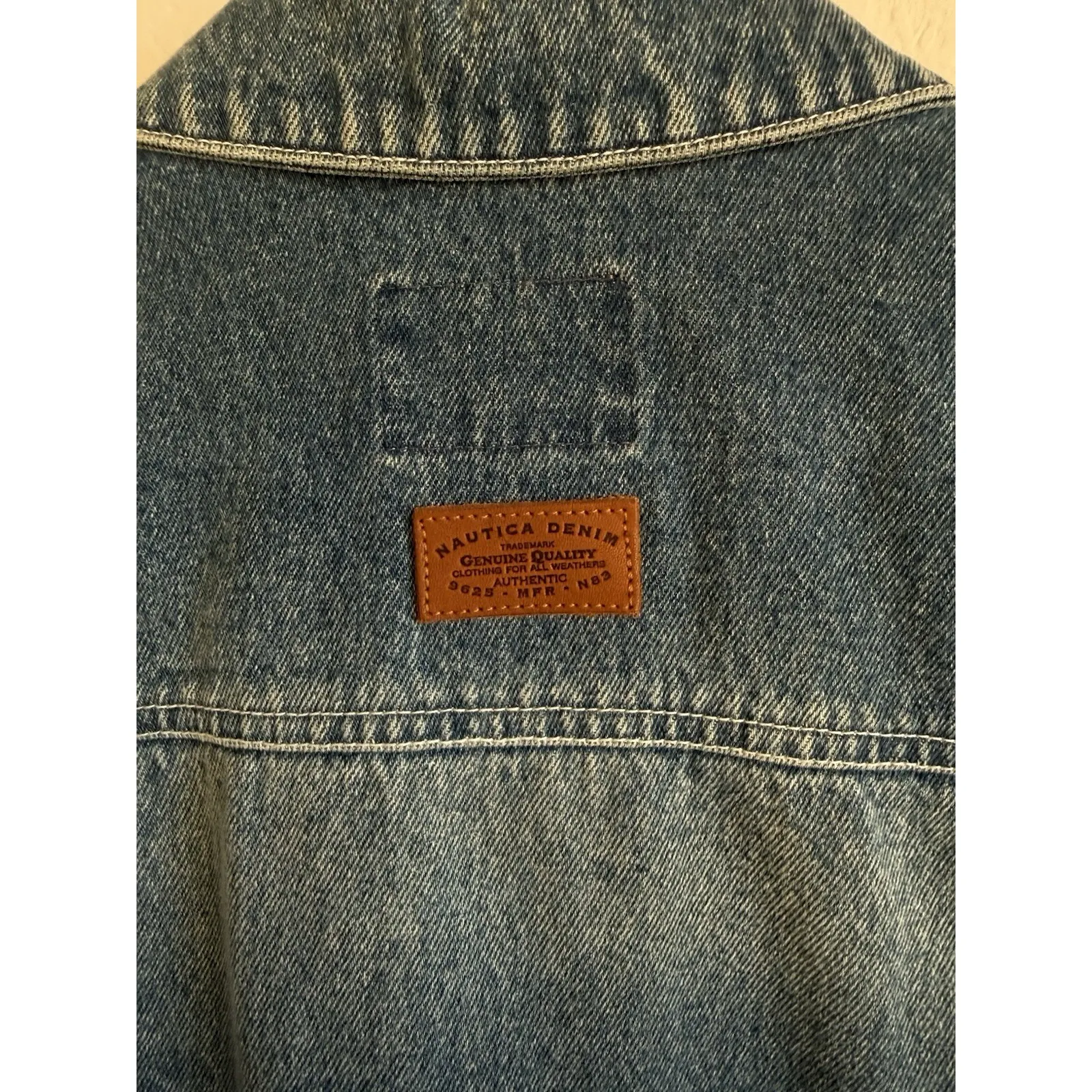 Vintage Nautica Denim Vest Raw Hem Women's Size 12 Biker Collared Pockets 90s - Image 6