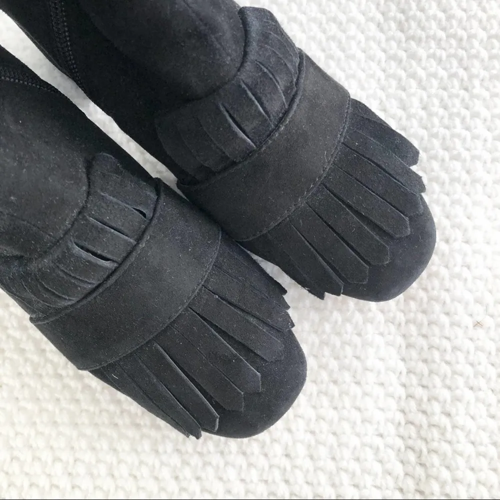 Steven Steve Madden Shooter Black Suede Kilty Fringe Ankle Dress Boot 6.5 - Image 93