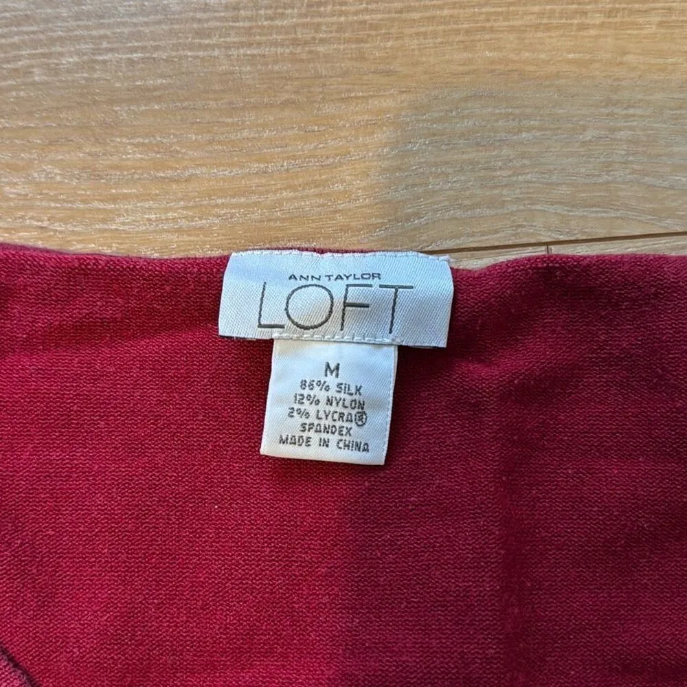 Ann Taylor Loft Red Silk Sleeveless Top Size Medium - Image 2