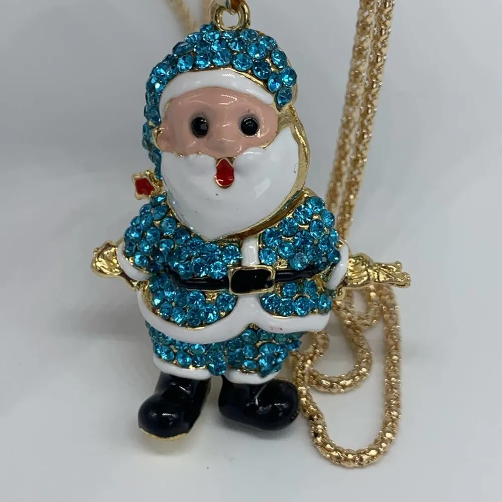NEW blue Christmas Santa Claus pendant necklace - Image 2