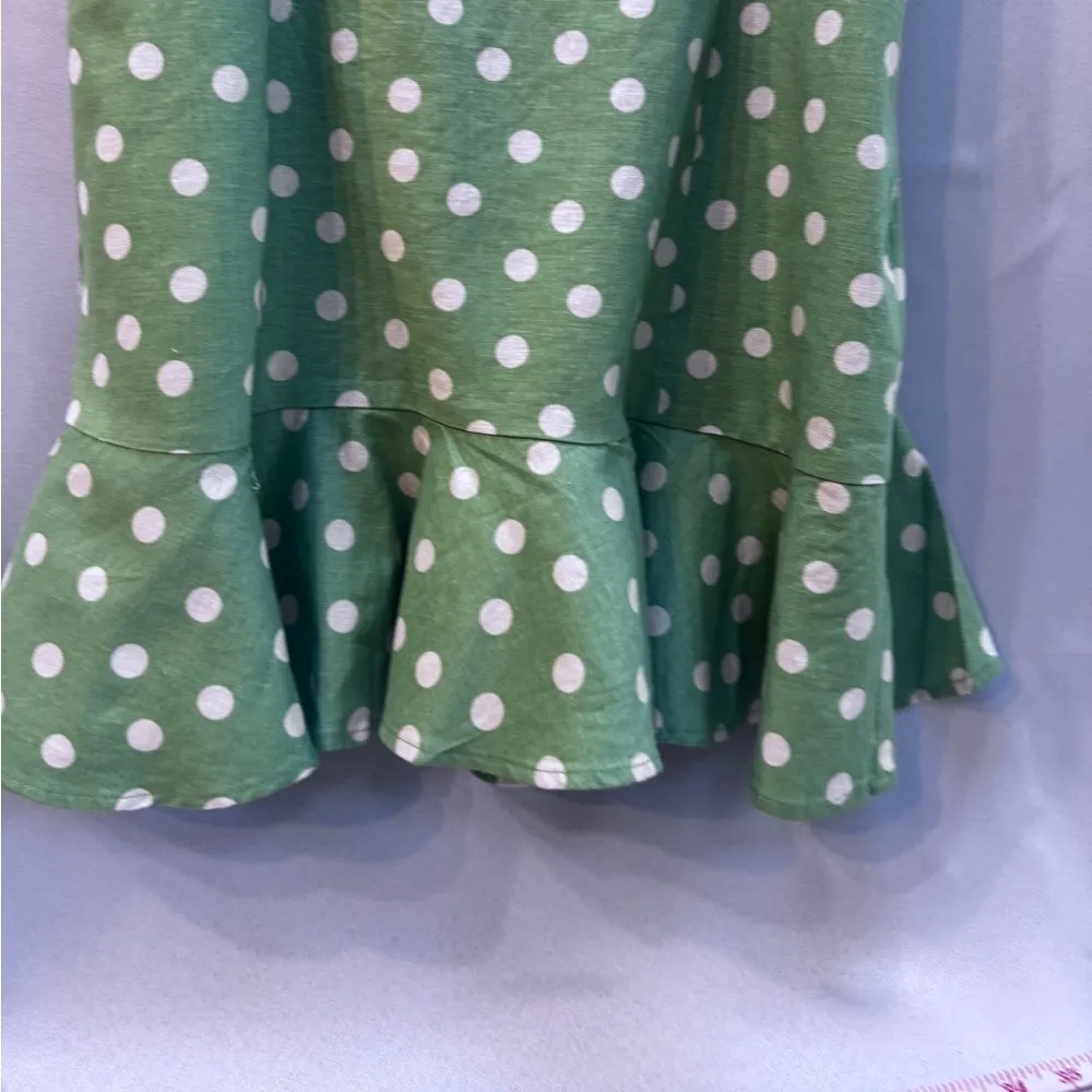 ZARA polka dot linen blend flounced hem dress blogger favorite size large NWT - Image 8