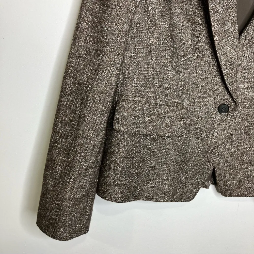 Ann Taylor brown tweed skirt suit‎ set wool blend size 12 8 petite - Image 2