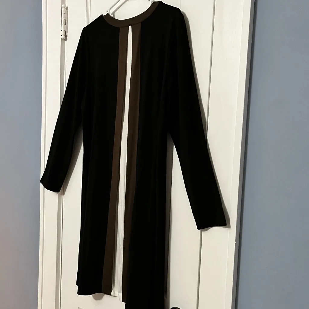 J.Jill  Wearever black brown midi dress size medium neutral lagenlook minimalist - Image 5