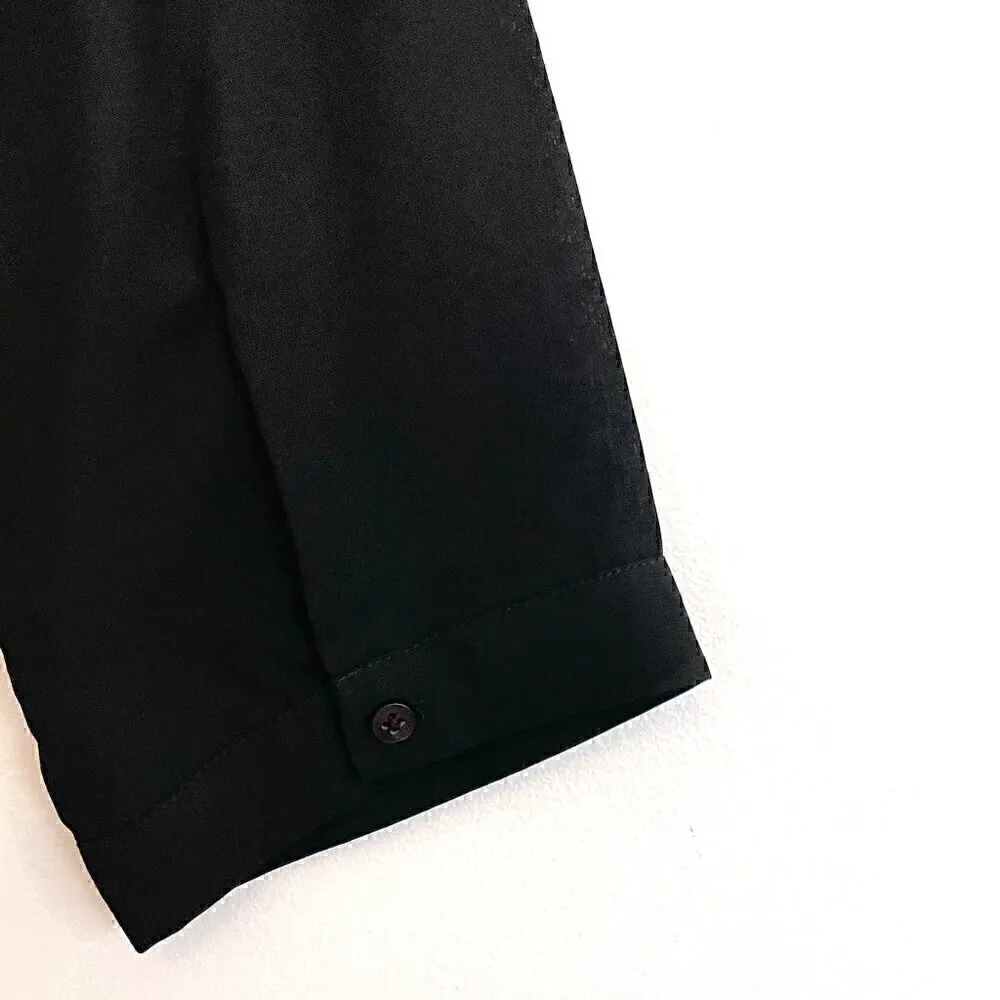 AMERICAN EAGLE Black Floral Lace Inset Semi Sheer 3/4 Sleeve Boho Peasant Blouse - Image 16