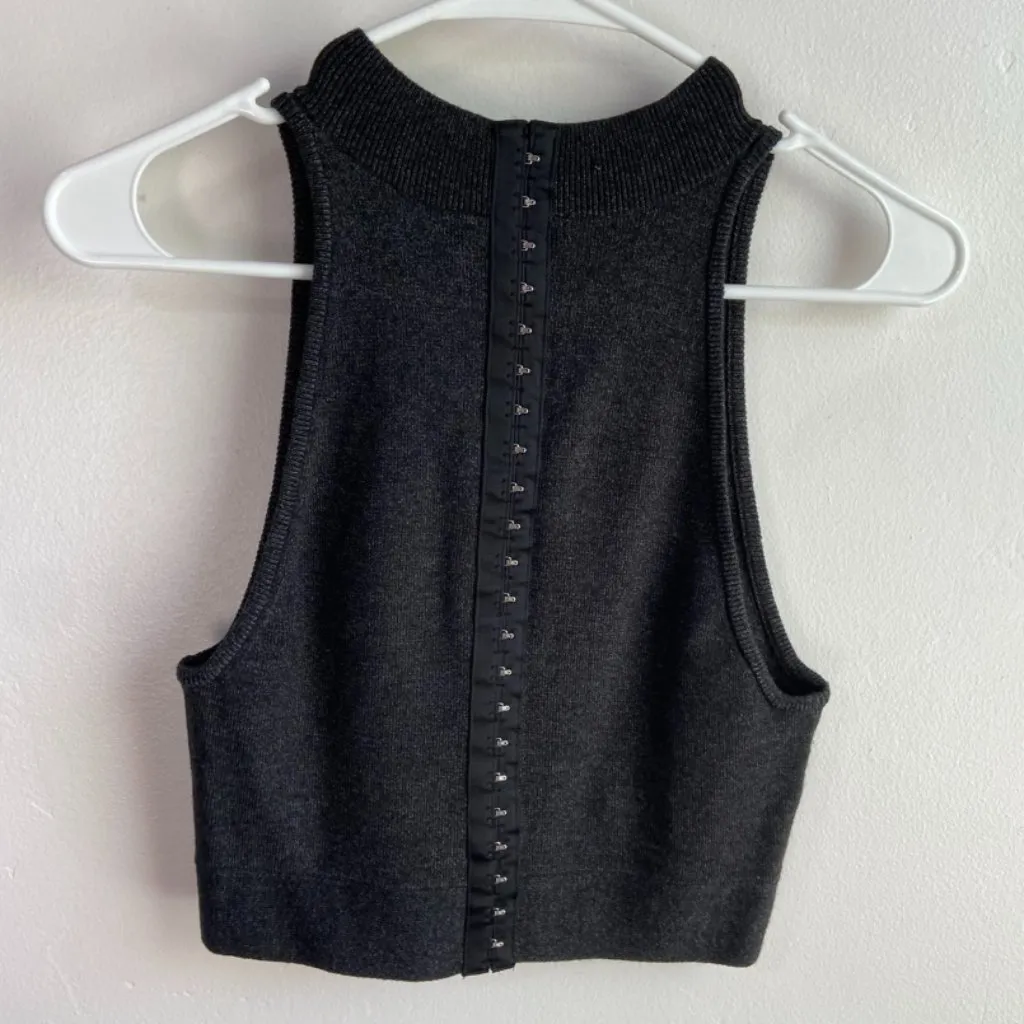 Victoria's Secret Dark Gray Corset Back Mock Neck Sleeveless Crop Top - Image 4